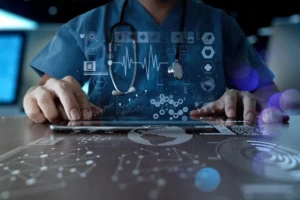 Doctor using tablet
