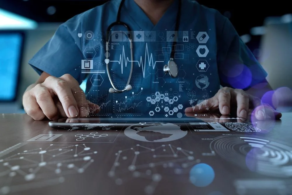 Doctor using tablet